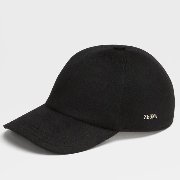 BRAND NEW - Zegna Black Cashmere Baseball Cap - Picture 1 of 7
